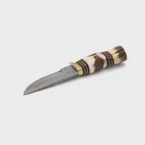 Cuchillo de caza con hoja de acero de Damasco y mango de asta de ciervo, cuchillo de supervivencia para exteriores - Product Image 3