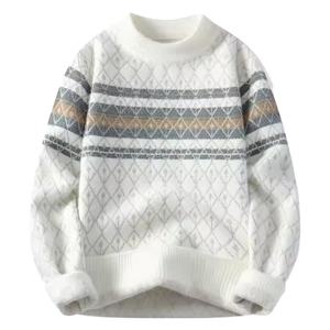 Pull en maille jacquard pour homme, hiver 2025, dernier design, service OEM, personnalisable, devant en coton/acrylique, anti-boulochage - Product Image 1