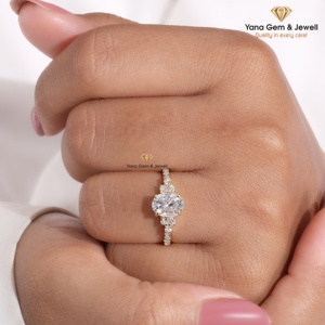 Bague de Mariage en Or Jaune Massif 14K, Diamant CVD de Laboratoire Certifié IGI, Couleur D, Pureté VVS2, Forme Ovale 1,00 Carat, Cadeau Parfait - Product Image 3