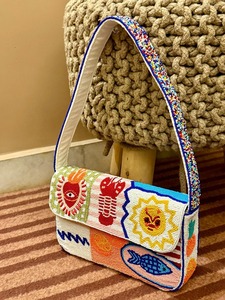 Handmade Luxury Embroidery Beaded Shoulder Bag Button Closure Fold Single Strap Bohemian Style Panelled Design Women Daily Use - Product Image 3