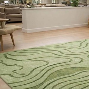 Green Abstract Wave Area Rug Modern Hand Tufted Soft Carpet Large Living Room Bedroom Decorative Indoor <b>Floor</b> Rug Home Decor - Product Image 2