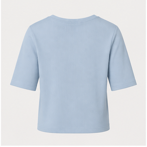 เสื้อยืดผู้หญิงสีฟ้าอ่อน คอวี แขนยาวถึงข้อศอก ทรงครอป รุ่น WTS-0115 - Product Image 2