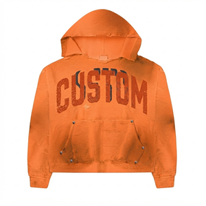 เสื้อฮู้ดสีส้มพิมพ์ลายตามสั่งสำหรับผู้ชาย ทรงปกติ สวมใส่สบาย ผ้าฟลีซ มีกระเป๋าโลโก้ด้านหน้า ดีไซน์สำหรับฤดูหนาว เป็นมิตรต่อสิ่งแวดล้อม - Product Image 1