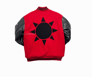 Custom Patrick Star Cartoon <b>Patches</b> on Varsity <b>Jacket</b> with Leather Sleeves - Product Image 4