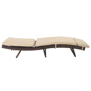 Letto in Rattan Intrecciato con Telaio in Ferro a Forma di S 193*68*33cm, Cuscino Sfumato Marrone-Beige - Categoria Prodotto: Sedie - Product Image 6