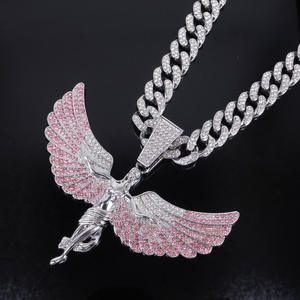 Colgante de Ángel con Detalles de Diamantes, Plateado, Estilo Hip Hop para Hombre, Diamantes Cultivados en Laboratorio con Corte Brillante Redondo - Product Image 3