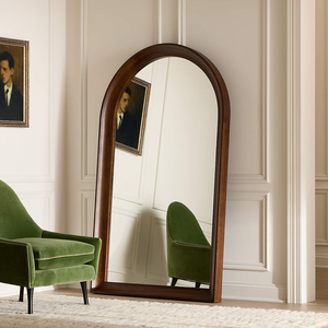 Miroir sur pied minimaliste moderne avec cadre en bois ondulé artistique, disponible à prix de gros. - Product Image 4