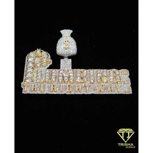 <b>Custom</b> Money Bag <b>Name</b> Pendant Moissanite Diamond 925 Sterling Silver Gold Plated Iced Out Hip Hop <b>Necklace</b> Personalized Luxury - Product Image 2