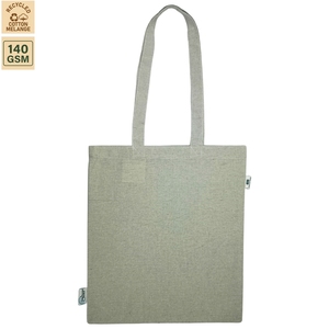 Sac fourre-tout en coton recyclé gris mélangé 140 GSM 38x42 cm avec poignée plate, logo personnalisé, vente en gros, sac de courses réutilisable, fabricant - Product Image 1