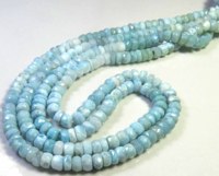 Perles de pierres précieuses en larimar bleu naturel, facettées, en forme de rondelle, 6 mm, 16 pouces, 3 brins, fabrication de bijoux DIY