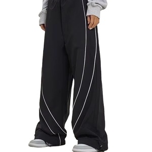 Customized Women Wide Leg Sporty Piping <b>Jogger</b> Pants Baggy Parachute Stripe <b>Nylon</b> Striped Plain Dyed Casual <b>Jogger</b> Pants - Product Image 6