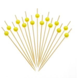 Stuzzicadenti Decorativi in Bambù Giallo Perla da 4,7 Pollici per Antipasti, Feste di Carnevale e Mardi Gras - Product Image 1