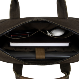 Bolsa de Negocios de Lona Encerada con Logotipo Personalizado, Bolsa de Mensajero para Portátil con Correa de Hombro de Cuero Unisex, Proveedor Mayorista de Fábrica OEM ODM - Product Image 6