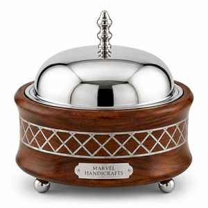 Marvel Handicrafts Wooden Mother of Pearl Inlay Casserole | Stainless Steel Inner Bowl | Premium Insulated <b>Food</b> <b>Server</b> | Luxury - Product Image 1