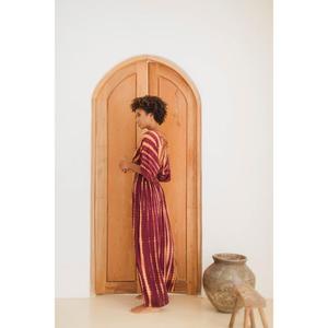 Women's 100% Cotton Bohemian V-Neck Ruffle Sleeve Loose <b>Maxi</b> <b>Kaftan</b> Dress Eco-Friendly Beach Cover-Up - Product Image 6