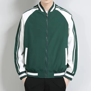 เสื้อแจ็คเก็ตบอมเบอร์บุขนแกะผู้ชาย คอตั้ง ซิปหน้า สีตัดต่อ สไตล์เบสบอล สำหรับฤดูหนาว - Product Image 5