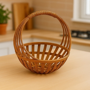 Cesta de Regalo Redonda de Bambú Natural Ecológica con Asa para Frutas, Estilo Rústico - Product Image 3