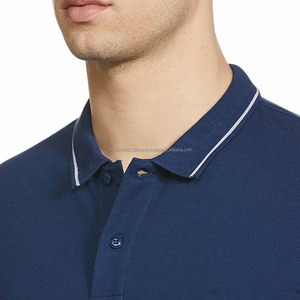 Polo pour homme de couleur bleu nevi, tendance, fabriqué en coton polyester, vêtement de bureau, polo à manches courtes - Product Image 4