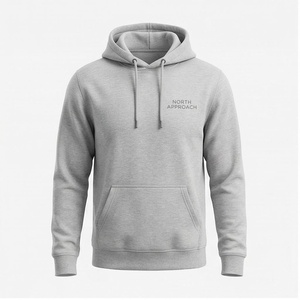 เสื้อฮู้ดผู้ชาย North Approach สีเทา ผ้าฝ้ายเฟรนช์เทอร์รี่ สวมใส่สบาย มีกระเป๋าหน้า ทรงปกติ เหมาะสำหรับใส่ในฤดูใบไม้ร่วง - Product Image 1
