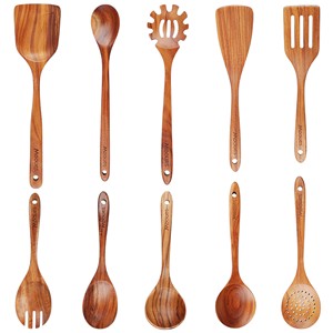 Juego de utensilios de cocina de madera de 5 piezas: espátula, cuchara para arroz, espátula ranurada, cuchara para sopa, herramienta antiadherente para cocinar - Product Image 2