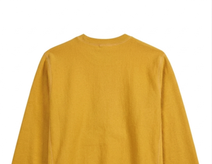 เสื้อสเวตเชิ้ตคอกลมผู้ชาย สีพื้น ผ้าถัก ทรงปกติ สวมใส่สบายๆ สำหรับฤดูใบไม้ร่วง แขนยาว สีเหลือง - Product Image 4