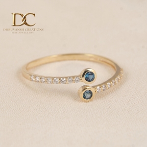 Dernière création de bague en or jaune massif 14 carats avec diamant de laboratoire et topaze bleue de Londres pour femme, bijoux certifiés IGI, cadeau - Product Image 4