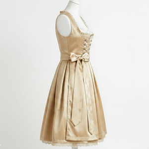 Vestido Dirndl de Encaje Dorado Satinado para Mujer, Traje Tradicional Bávaro de Camarera de Cervecería, Disfraz Personalizado para el Oktoberfest Alemán - Product Image 4
