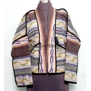 Chaqueta Hecha a Mano, Ecológica, 100% Algodón, Transpirable, Reversible, de Secado Rápido, Tejida, Estilo Vintage Kantha, con Puntada Abierta - Product Image 4