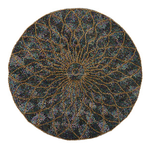 Handmade Embroidered Leaf Design <b>Table</b> <b>Chair</b> Pads with <b>Glass</b> Beads Luxury Placemat for Home - Product Image 1