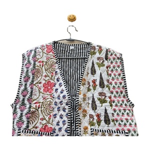 Indien fait à la main été léger coton matelassé sans manches veste bohème Vintage Style respirant lin confortable Rivet - Product Image 4