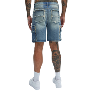 Pantalones Cortos Cargo de Mezclilla Desgastada para Hombre, 100% Algodón, Lavado Claro, Corte Relajado, Múltiples Bolsillos, Casuales, de Verano, de Secado Rápido, Transpirables, Deshilachados - Product Image 2