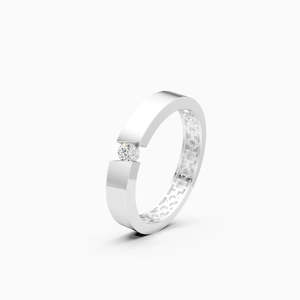 Bague solitaire moderne légère avec diamant de laboratoire de 0,11 ct de taille ronde |   En or jaune, blanc et rose 9 carats - Product Image 3