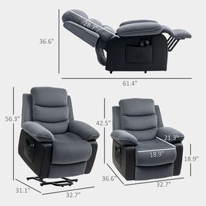 Poltrona Reclinabile Moderna Monoposto con Funzione Lift, Estensibile, USB, Massaggio, Regolabile, Imbottitura in Schiuma, Tessuto in Pelle, Legno, Manuale e Elettrica - Product Image 3
