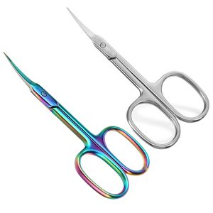 Tijeras para cutículas profesionales de acero inoxidable, tijeras para cejas, 2 piezas, portátiles, finas y curvadas, para manicura. - Product Image 6