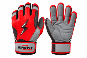SINEWY SPORTS <b>Red</b> Leather Batting <b>Glove</b> Right Hand Durable Training <b>Glove</b> Hook And Loop Closure Unisex Adult - Product Image 3