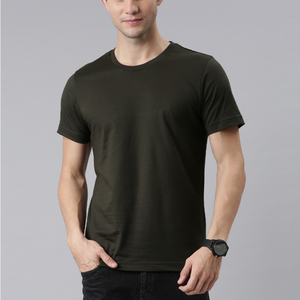 T-shirt en coton uni à manches courtes et col rond pour homme, coupe classique, 320g, de haute qualité, écologique, décontracté - Product Image 5