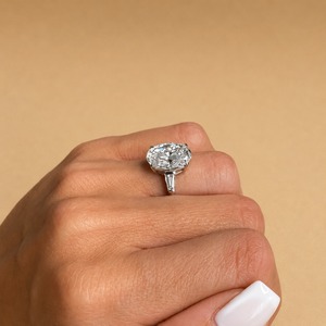3 Carat IGI Certified Lab Grown Oval Diamond Engagement Ring 14K White Gold Tapered Baguette Solitaire Side Diamonds VVS2 - Product Image 2