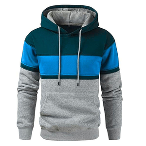 Sweat-shirt à capuche pour homme, coupe classique, 100% coton molletonné, respirant, séchage rapide, avec poche, vêtement décontracté pour l'hiver, bleu, blanc, orange - Product Image 6