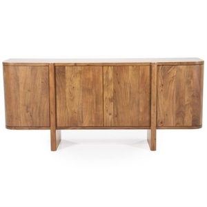 Midcentury Modern Modular Eco-Friendly Durable Solid Wood Living Room Cabinet 4 Compartments <b>Flat</b> Panel Doors Storage Shelves - Product Image 5
