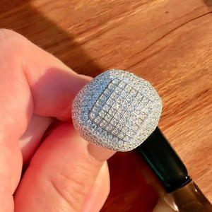 Squares Iced Out Style Moissanite Diamond Engagement Wedding <b>Ring</b> 925 Sterling Silver <b>Mens</b> Hip Hop Jewelry Gift Rhodium Plated - Product Image 1