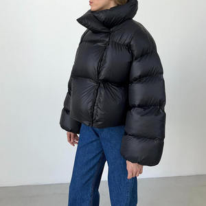 Premium Quality Women Winter Hooded Zipper Knitted Puffer <b>Jacket</b> Long Sleeve Waterproof Breathable Eco-Friendly Reversible - Product Image 3