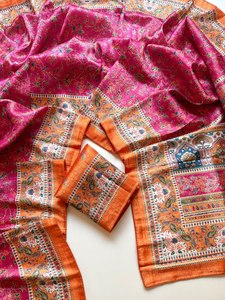 Sari Tradicional de Seda Dola Pura con Jacquard y Elegante Impresión Digital UHD - Product Image 3