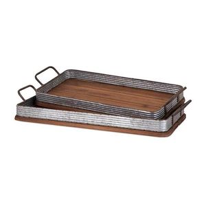 Nueva Bandeja Decorativa de Madera para Servir con Asa de Metal, Rectangular, para Utensilios de Cocina, Mesa, Té y Café - Product Image 6