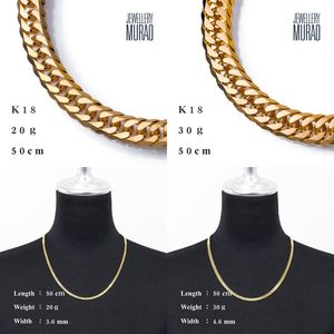 Cadena de Oro Kihei de 18K de Japón, Collar Unisex de Oro Amarillo Sólido de 18kt, Joyería de Alta Calidad, Cadena de Eslabones Clásica para Hombre y Mujer - Product Image 2
