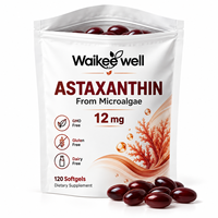Astaxanthine 12 mg en gélules molles, extrait d'Haematococcus Pluvialis (microalgues), complément anti-âge pour la santé des yeux et des articulations