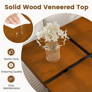 Modern 4-Section Storage Okume Wood Veneer <b>Coffee</b> <b>Table</b> <b>Square</b> Floating Design with Walnut and <b>Black</b> Finish - Product Image 6