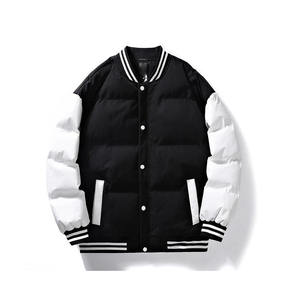 Bulk Blank Oversized Varsity Puffer Jacket Waterproof Windproof Warm Padded Coat Men Streetwear Casual Winter Bubble Jacket - Product Image 2