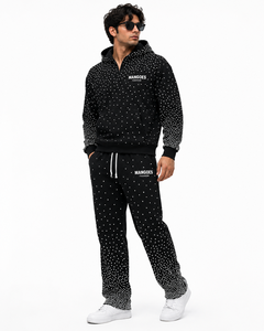 Custom Logo Rhinestone Eco-Friendly Solid Breathable Unisex Hoodie Sweatpants <b>Set</b> 100% Organic Cotton Regular Fit 2-in-1 Plus - Product Image 2
