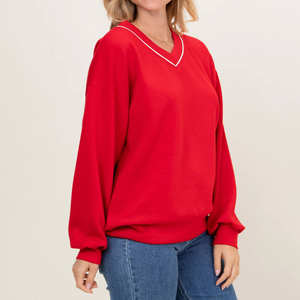 Sweat-shirt en polaire à col en V pour femmes, coupe-vent, écologique, sweat-shirt pour femmes, vente chaude, sweat-shirt pour femmes de haute qualité - Product Image 3