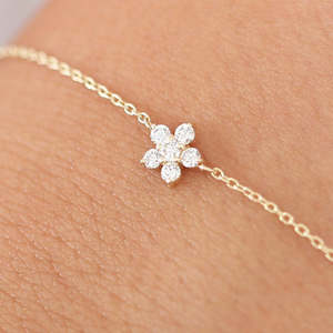 Trendy Stylish 925 Sterling <b>Silver</b> Gold Plated Gold Flower Style <b>Bracelet</b> 2mm Brilliant Moissanite Stone Work <b>Bracelets</b> For Girl - Product Image 2